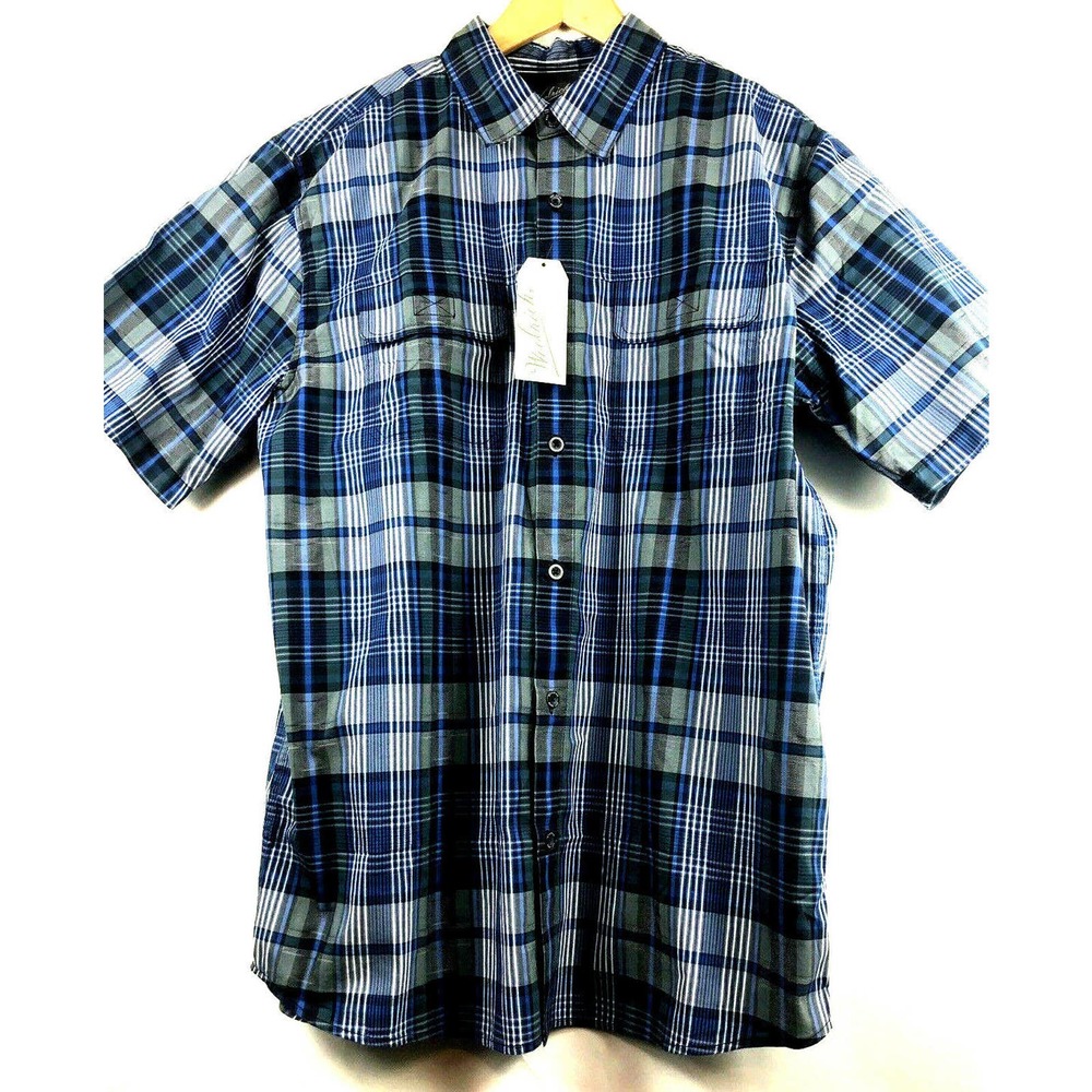 Woolrich Adventure Series Mens XL Keep It Moving Short Sleeve Blue Plaid $59
